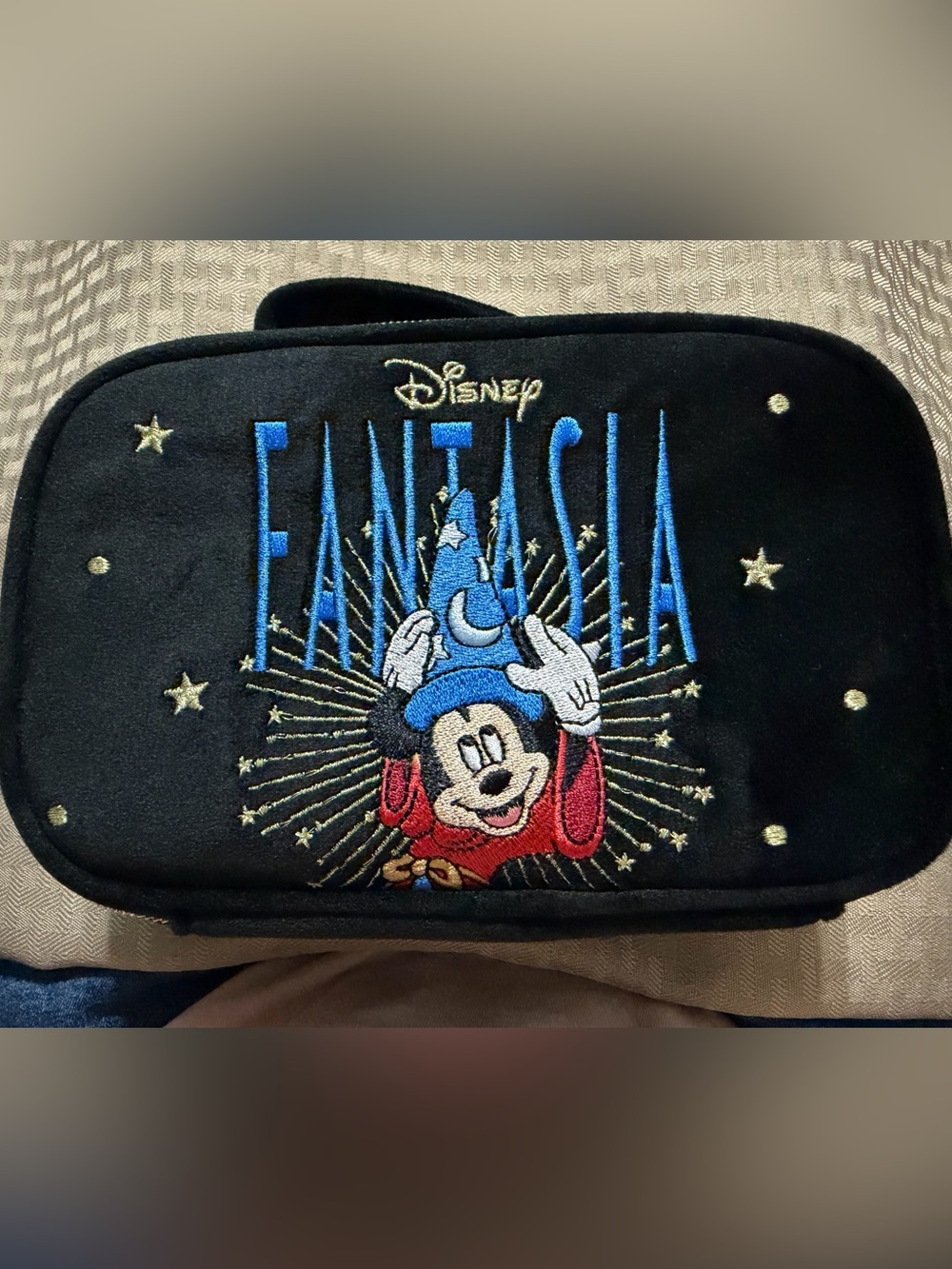 Disney Fantasia Mickey black velour make up bag